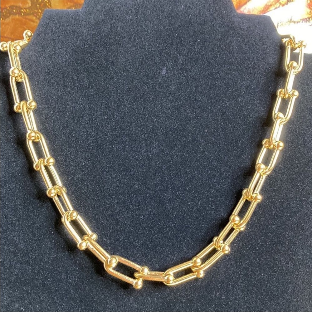 Mia Fiore Horseshoe Link Necklace 18kt Gold Plated Made Italy U link Tiffany